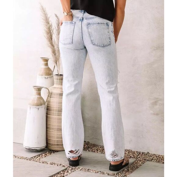 KanCan x Buckle 90's Distressed Boyfriend Jean In Acid Wash Blue Size 7/27 - Picture 2 of 10